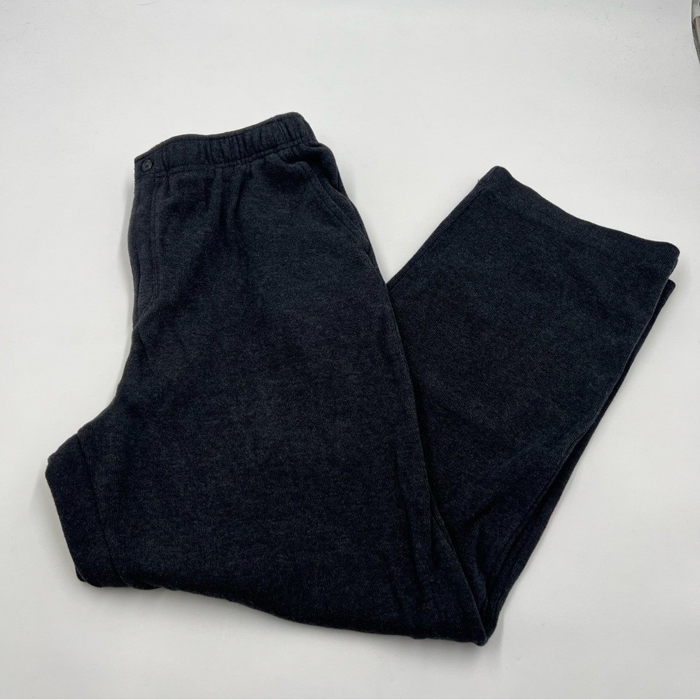 Men's vintage 90's Lands End dark grey knit lounge pants size L. Button & zipper